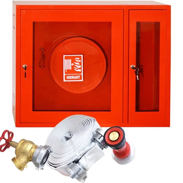 Cutie hidrant cu locas pentru stingator, geam, suport furtun
